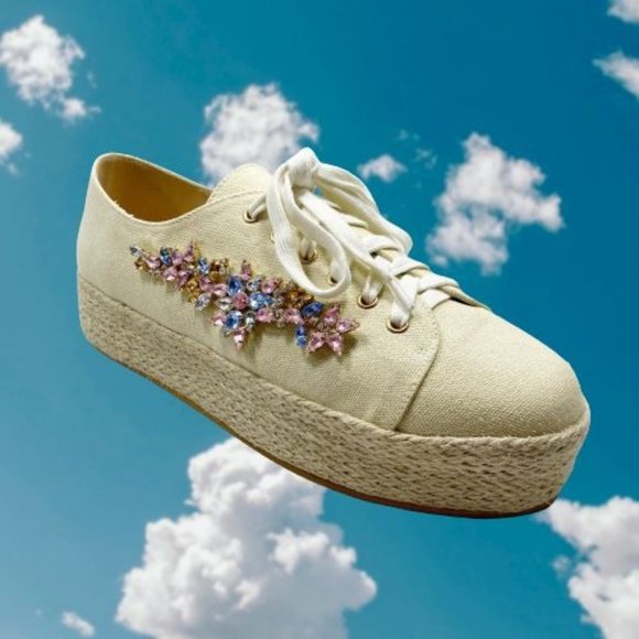 Venus Tan Canvas Gemstone Espadrille Sneakers 10 - Picture 13 of 13